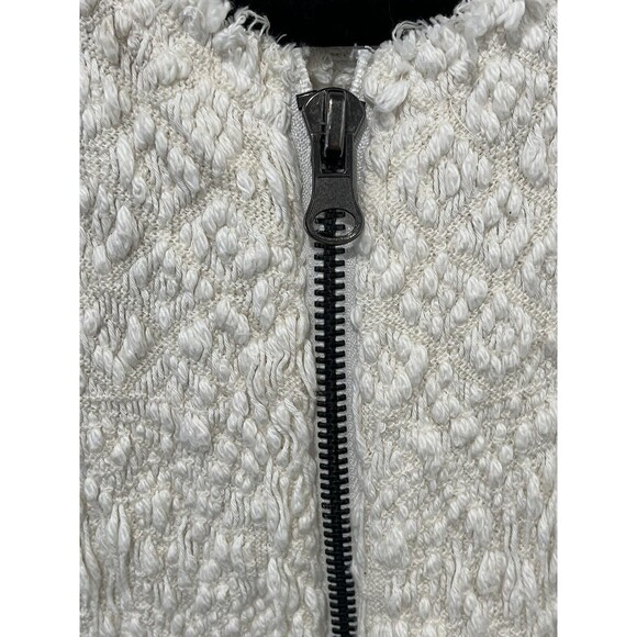 Free People Jacket Womens XS White Fringe‎ Knit Boho Zip Favorite Crush Cardigan - Picture 6 of 9